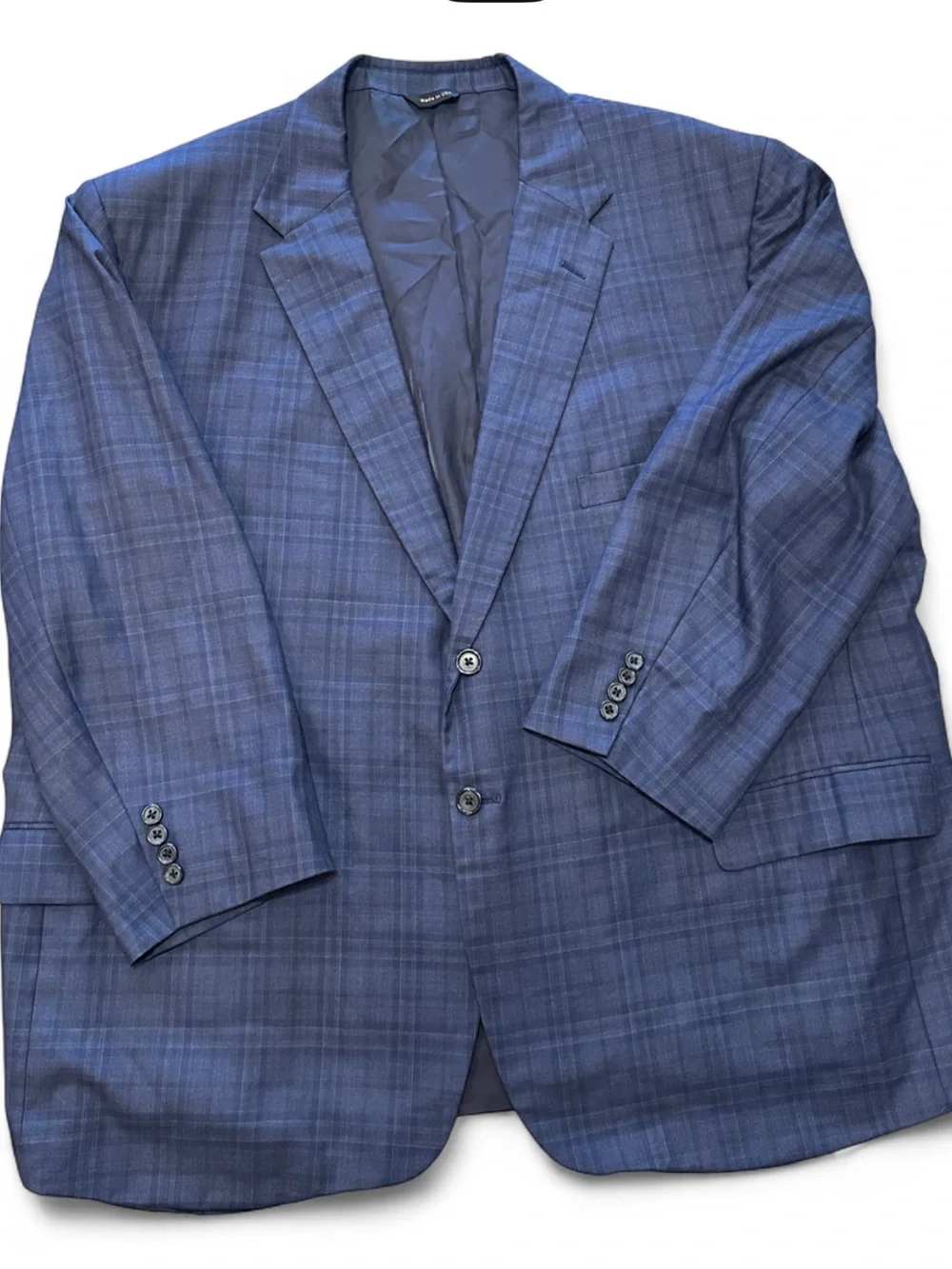 Vintage H. Freeman & Son custom-tailored navy blue windowpane sport coat
